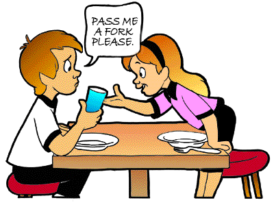Boy with girl talking at the table